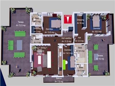 Inchirirere penthouse 250 mp, mobilat sau nemobilat, Albert, Ploiesti